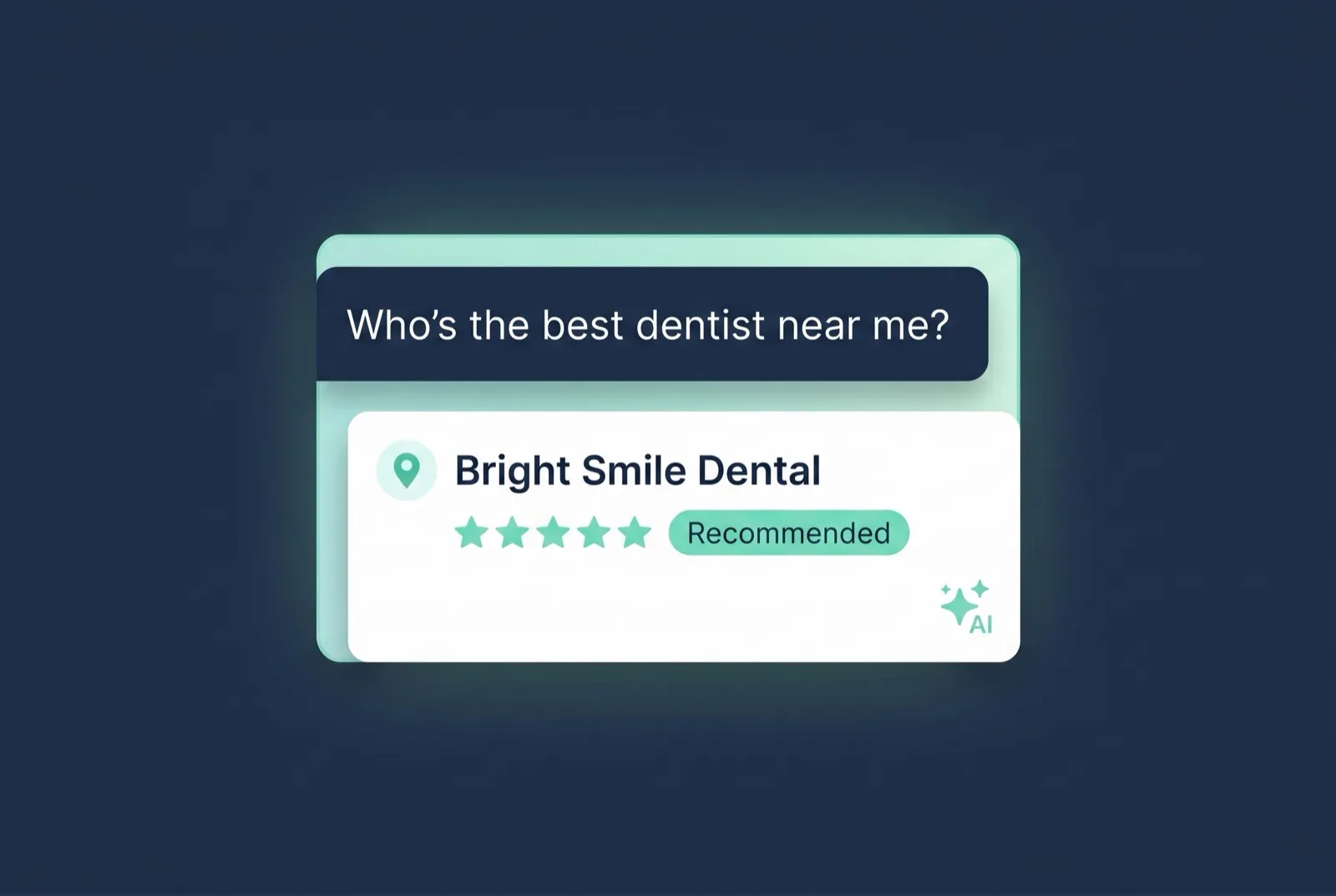 AI search optimization (AISO) for dentists: a dental practice recommended in an AI answer